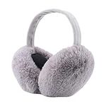 IHCEMIH Ear Muffs, Women Earmuffs Winter Accessories Fluffy Plush Foldable Adults Outdoor Thermal Ear Warmer Skiing Running Ears Covers Protector from Wind Cold Fashion Gift for Girls Ladies Grey