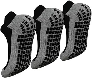 Men Non Slip Anti-Skid Socks 3 Pairs Tile Wood Floors Sticky Grips Ankle Socks for Yoga Pilates Workout Hospital