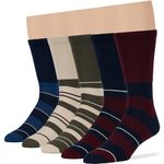 7BIGSTARS KINGDOM Men Diabetic Non-Binding Fashion Cotton Socks-5 Pack Large/XL, Burgundy, Dark Navy, Olive Green, Light Beige (A68), 12-15 Big Tall