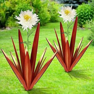 Homight Metal Agave Chrysanthemum Rose Plant Outdoor Decoration Mexican Garden Art Plant Garden Decoration Outside Metal Art Flower Gift Butterfly Bee Bird Gift