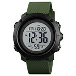 SKMEI Polyurethane Army Digital Black Dial Sports Men And Boy Watch (Green), White Band