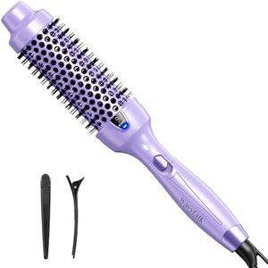 Wavytalk Thermal Brush, 1.5 Inch Ionic Heated Round Brush Creates Blowout Look, Thermal Round Brush Effortlessly Achieves Gorgeous Curls, Dual Voltage (Purple)