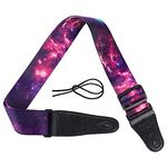 Bestgle Guitar Strap Purple Cloud Starry Sky Pattern Strap Adjustable Soft Shoulder Strap for Acoustic Classical and Electric Guitar Bass