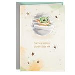 Hallmark Star Wars Baby Shower Card for New Parents (Baby Yoda, Force is Strong) Welcome New Baby, Congratulations, Gender Reveal, May the 4th