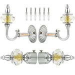 NATURAL Heavy Duty Aluminum Royal Luxury Design Curtain Bracket/Finial and Curtain Support with Screw/Wallplug for Window & Door Curtain Fittings Suitable Upto 1 Inch Pipe. (2 Set, Chrome)