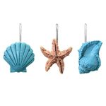 Blue Seashell : AGPtek® 12 PCS Fashion Decorative Home Bathroom Seashell Shower Curtain Hooks (Seashell: Blue; Starfish: Tan; Conch: Blue)