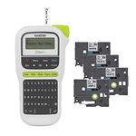 Brother P-Touch, PTH110BP, Easy Portable Label Maker Bundle (4 Label Tapes Included)