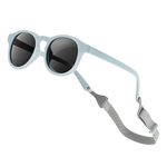 ZIKKU Baby Flexible Sunglasses – Unbreakable & Ultra-Light Kids Sunglasses with UV400 Protection, Adjustable Strap, Soft TPEE Frame, BPA-Free & Safe for Infants & Toddlers (Blue)