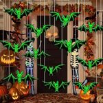 owlfun 12pcs Halloween Decorations Outdoor Luminous Hanging Bats,Halloween Decorations Halloween Flying Bat Hanging Decor 3D Bat Sticker For Halloween Decor Outdoor Yard Party Decoration Supplies