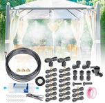 AbrirTrail Misters for Outside Patio, Misting System 50FT Misting Line+17 Brass Misting Nozzles +Brass Adapter(3/4") Patio Misters for Cooling Outdoor Backyard, Greenhouse, Trampoline and Canopy