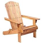 Plant Theatre Wooden Adirondack Chair - Weather Resistant, Acacia Wood, Foldable Fire Pit Chairs for Porch, Deck, Lawn and Campfire - Outdoor Patio Furniture