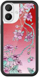 Wildflower Cases - Serena Floral, Compatible with Apple iPhone 16 | Red Pink Green Flower Wf Popular Aesthetic Cute Trendy - Protective Black Bumper, 4ft Drop Certified, Women Owned Small Business