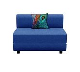 Dr Smith Folding Leg Sofa-Bed | Single Seater - 3' X 6' Feet | Sofa Cum Bed Jute Fabric Washable Cover with Cushion - Color Blue