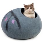 Woolygon Wool Cat Cave Bed Handcrafted from 100% Merino Wool, Eco-Friendly Felt Cat Cave for Indoor Cats and Kittens (Enchanted Tree)