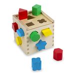 Melissa & Doug Shape Sorting Cube - Classic Wooden Toy With 12 Shapes - Classic Kids Toys, Classic Wooden Toddler Toys, Shape Sorter Toys For Toddlers Ages 2+