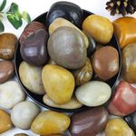 8lb Pebbles for Indoor Plants, 2-4 cm Mixed Color High Polished Large River Rocks Outdoor Decorative Stones Vase Filler Fish Tank Aquariums Landscaping Garden Outdoor and Indoor DIY