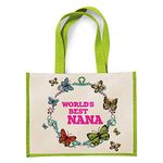 World's Best Nana Funny Gift for Nana/Nanna - Mothers Day Birthday/Christmas Stocking Filler Present Gift Jute Bag Shopping Bag. (Apple Green)