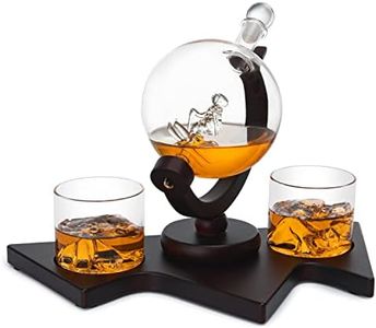 Ski Wine and Whiskey Decanter 850ml With 2 Glacier Mountain Glasses by The Wine Savant - 14" Long For Whiskey, Scotch, Wine - 850ml - Skier Gifts, Ski Gifts, Gifts for Ski Enthusiasts, Ski Lover Gifts