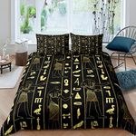 Feelyou Ancient Egypt Comforter Cover Set Egyptian Symbol Duvet Cover Vintage Pharaoh Pyramid Bedding Set Boho Tribal Quilt Cover 2 Pillowcases Full Size