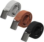 AWAYTR Toddler Boy Kids Buckle Belt - Adjustable Elastic Child Silver Buckle Belts, 3 Pieces, Gunmetal Buckle- Black/Brown/Gray, One size