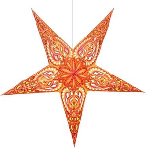 Om Gallery Paper Starlight 24 Inch - Handcrafted Hanging Star Lantern with 100% Recycled Paper - Large Star Lamp with 12-Foot UL Approved Light Cord Included - Fair Trade Artisan Decor - Lion