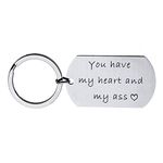 Couples Gifts Keychain, Gift for Boyfriend Girlfriend, You Have My Heart and My Ass Keychain Valentine's Day Christmas Gifts for Husband Wife