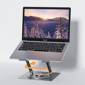 Support Pour Ordinateur Portable, Base Rotative à 360°, Support Pour Ordinateur Portable Réglable en Hauteur en Aluminium, Support Ergonomique pour Ordinateur Portable (10-17 pouces) MacBook, Lenovo