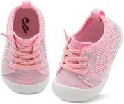 JIASUQI Infant Shoes Baby Walking Shoes for Boys Girls Sneaker for Toddler Slip on Shoes Pink 18-24 Months
