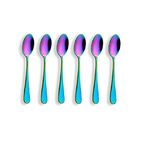 Berglander Titanium Colorful Plated, Multicolor Stainless Steel 5" Mini Spoon, Coffee Spoons, ice Cream Spoon, Rainbow Color Mocca Spoon, Pack of 6