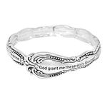 Rosemarie & Jubalee Women's Beautifully Detailed Engraved Religious Serenity Prayer Stretch Bracelet, 2.25", 2 25 inch, Metal, no gemstones