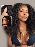 UNICE EasiContour V Part Kinky Curly Wig Glueless Human Hair Wig Minimal Leave Out Upgrade U Part Beginner Friendly Wig 150% Density for Women 22 Inch