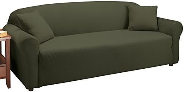 Collections Etc Jersey Stretch Slipcover Furniture Protector, Forest Green, Sofa
