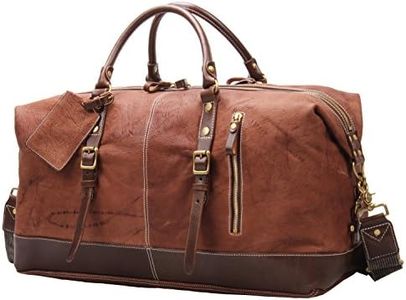 Full Grain Genuine Leather Weekender Bag Carry On Business Garment Duffel #i524 (brown)