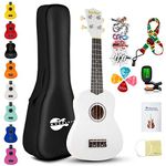 Soprano Ukulele Kit for Beginner Adult Student 21 Inch Ukelele Gig Bag Strap String Tuner Songbook Pick Polishing Cloth