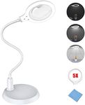 Dimmable Magnifying Lamp,5X Large Hands Free Magnifying Glass with Light and Stand for Reading Workbench Artist Hobbies