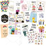 Birthday Cards Assortment, Cards with Envelopes and Stickers, Best Birthday Card for Husband Wife Mother Father Kids (20 x 15cm-18Pcs, Cartoon)