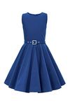 BlackButterfly Kids 'Audrey' Vintage Clarity 50's Children's Girls Dress (Royal Blue, 9-10 Years)