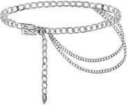 HIQUACC Punk Rock Metal Chunky Waist Chain Belt Buckle Type Jewelry Belly Chain for Women (Silver 3-S)