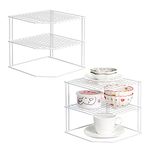 ASTOTSELL Kitchen Cupboard Organiser [2 Pack], 3 Tier White Corner Plate Rack for Kitchen Cupboard Storage - Cupboard Storage Shelf Organiser