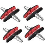 AGPTEK V Brake Pads, 4 Pairs Brake Pads for Bicycle 70mm, Bike Brake Blocks Compatible with MTB， Shimano, Tektro, Avid, Clarks, Contec, Sram, XLC (Red）