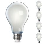Feit Electric A19 LED Light Bulbs, 40W Equivalent, Dimmable, E26 Standard Base, 80 CRI, 450 Lumens, 2700K Soft White, 15 Year Lifetime, Frosted White LED Bulbs, Damp Rated, 4 Pack, A1940/827/FIL/4