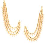 ZENEME Traditional Brass 18 K Gold Plated Wedding Jewellery Bahubali Inspired Long Chain Jhumki Earrings for Women and Girl (Deisgn)