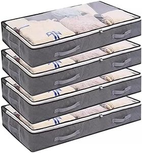 CASPERi Sacs de rangement sous le lit, boîtes de rangement respirantes pour vêtements avec fermetures éclair et poignées renforcées, sac de rangement pliable transparent pour linge de lit (4)