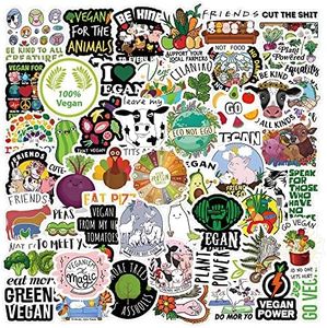 52Pcs Vegan Cute Stickers Pack, Friends Not Food Vinyl Waterproof Sticker Decals for Water Bottle,Skateboard,Laptop,Phone,Journal,Scrapbooking,Bumper Gifts for Kids Teens Adults for Party Room Decor