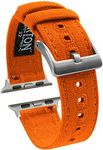 BARTON WATCH BANDS - Pumpkin Orange Canvas Watch Bands Compatible with Apple Watch Models - 1, 2, 3, 4, 5, 6, 7, 8, 9, 10, SE, Ultra & Ultra 2 - (38mm/40mm/41mm)