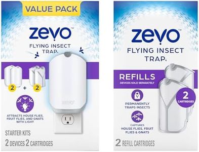 Zevo Flying Insect Trap for Indoors: Light Trap Captures Fruit Flies, Gnats and Houseflies, Starter Kit Value Pack + Refills (2 Plug-in Bases + 4 Cartridges)