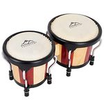 EastRock 4” & 5” Bongos Drums, Bongos Drums Set for Adults Kids Beginners Professionals Tunable Wood and Metal Drum Percussion Instruments with Tuning Wrench (Stripe)