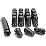 1/2-20 Lug Nuts,20PCS 6 Spine 1.38" Long Cone Bulge Seat Aftermarket Locking Wheel Lug Nut with Socket Key for Dodge Ford Jeep Golf Cart Ezgo Club Car Cherokee Commander Comanche Liberty TJ XJ ZJ CJ5