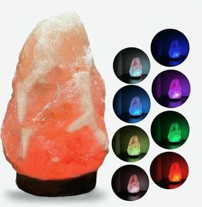 Liuliuyoyo Himalayan Salt Lamp 7 Colors Changing, USB Salt Rock Lamps,Natural Shaped, Natural Salt Rock Night Light Color changingl for Home Decor and Gift- All Natural with Wooden Base