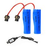 KULARIWORLD 3.7V 500mAh Li-ion Battery 2 Pack Rechargeable Battery with USB Charger Cable for RC Car Truck Vehicle Remote Racing Car Toy